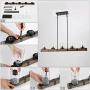 Farmhouse Chandeliers for Dining Room,5-Lights Kitchen Island Lighting,Rectangle Wood Chandeliers with Seedy Glass Shape