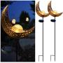 Solar Garden Stake Lights, Crackle Glass Globe with Hollowed-Out Metal Moon Molded,Solar Led Landscape Lights, Outdoor Waterproof Automatic On/Off Solar Powered Yard, Patio,Deck,Lawn Lighting Decor