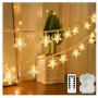 Tasodin Star String Lights Battery Operated Waterproof 40 LED 20 FT Star Fairy String Lights with Remote Control for Home, Party, Christmas, Wedding, Garden Decoration, Warm White