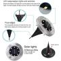 Solar Ground Lights, Disk Lights Waterproof In-Upgraded Outdoor Garden Waterproof Bright in-Ground Lights for Lawn Pathway Yard Driveway, with 8 LED