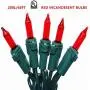 Red Outdoor String Lights, Green Wire Incandescent Lights String 66 Feet and 200 Light, UL Certified Commercial Grade Mini Lights Set, for Party, Wedding, Garden.