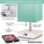 Modern Teal Aqua Small Table Lamp w USB Quick Charging Port, Great for LED Bedside, Desk, Bedroom, and Nightstand Lamps or Other Table Lights, Buy 2 or More for 5% Checkout Discount