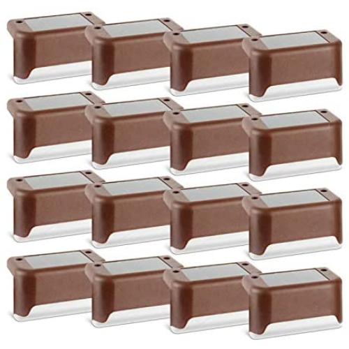 Solar Deck Lights 16 Pcs, Solar Step Lights Outdoor Waterproof Led Solar Fence Lamp for Steps,Fence,Deck,Railing and Stairs (Warm White)
