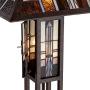 Mission Floor Lamp Art Deco with Nightlight Oiled Bronze Stained Glass Shade for Living Room Reading Bedroom - Robert Louis Tiffany