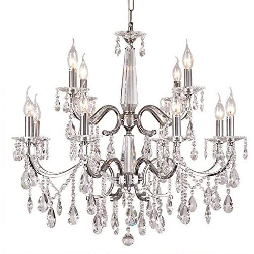 DINGGU Luxury Chrome Finish Modern 12 Lights Dia 27.6 Inch Crystal Chandelier Lighing Pendant Lamp Fixtures for Living Room