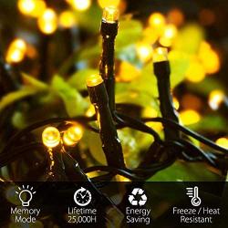 Marchpower Christmas String Light- 300 LED 131 feet 8 Modes Battery Operated Fairy Lights, Waterproof Indoor/Outdoor Decorative Lights for Xmas Tree Wedding Party Festival, Warm White