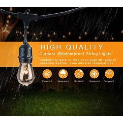 2-Pack Dimmable Outdoor Bistro String Lights for Patio, Waterproof Hanging Vintage 11W Edison Bulbs, 48Ft Commercial Lights String Perfect for Cafe Backyard Pergola, Blk(96ft)