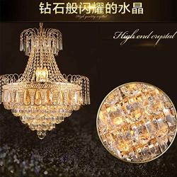 Cretifity Empire Crystal Chandelier, Luxury 8-Light Raindrop Pendant Chandelier with K9 Crystal Ball, E12 Socket, Golden Crystal Chandelier Lights for Dining Living Room Hallway Foyer (Dia 19.7'')