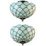 LITFAD Tiffany Style LED Ceiling Lamp Mediterranean Sea Blue Pattern 11 Inch Semi Flush Mount Ceiling Light Pendant Lighting for Dining Room Bedroom Hotel Corridor - 11'' (28 cm)