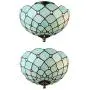 LITFAD Tiffany Style LED Ceiling Lamp Mediterranean Sea Blue Pattern 11 Inch Semi Flush Mount Ceiling Light Pendant Lighting for Dining Room Bedroom Hotel Corridor - 11'' (28 cm)