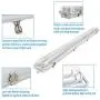 Brillihood LED Vapor Proof 4ft Light Fixture, 36 Watt, 4000lm, 6000K (Bright White), Clear Cover, IP65 Waterproof 4 Long Overhead Shop Light, Indoor / Outdoor Lighting, 4-Pack