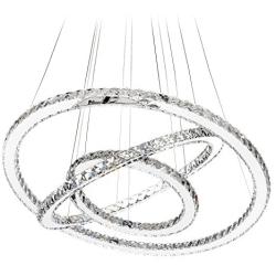 MEEROSEE Crystal Chandeliers Modern LED Ceiling Lights Fixtures Chandelier Lighting Dining Room Pendant Lights Contemporary 3 Rings Adjustable Stainless Steel Cable DIY Design