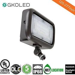 GKOLED 45W Outdoor Security LED Flood Lights, Waterproof, 150W PSMH Equivalent, 5400 Lumens, 5000K Daylight White, 70CRI, UL-Listed & DLC-Qualified, 1/2'' Adjustable Knuckle Mount, 5 Years Warranty