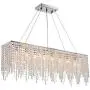 Moooni Modern Rectangular Crystal Chandelier Linear Raindrop Chandeliers Flush Mount Ceiling Light Fixture Hanging Pendant Lighting for Kitchen Island Dining Room L 39.5'' x 10'' W