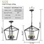 Untrammelife 4-Light Black Lantern Pendant Light, Adjustable Height Square Cage Pendant Hanging Lighting Fixture 11’’ Rustic Lantern Chandelier for Dinning Room Kitchen Island Foyer