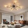 NEWSEE Flush Mount Ceiling Light Fixture Sputnik Chandelier Industrial Bedroom Lighting Fixtures Modern Style for Kitchen Dining Room Living Room Kitchen Hallway Cafe Bar (8 Light)