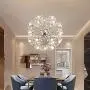 KFDQ Modern Dandelion Chandelier Lighting Crystal Rivet Ceiling Lamp Firework Starburst Hanging Pendant Light Dining Room Living Room Bedroom,Silver,18-Light