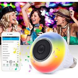 LED Wireless Bluetooth Light Bulb RGB E27 12W Music Playing lamp,Changing Color,Built-in Audio Speaker with Remote Control for Home, Bedroom, Living Room, Party Decoration