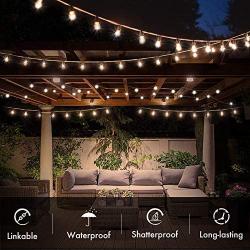 bulbeats 48FT LED Outdoor String Lights, 15 Hanging E26 sockets Waterproof Patio Lights , 2200K WarmWhite, UL Polar Plug, Hanging in Cafe Bistro Gazebo Garden Backyard Light(Bulbs Include)