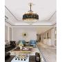Sky Demons 42” Modern luxury Fandelier Crystal Chandelier Lamp Ceiling Fan light with Invisible Retractable Blades for Living Room Dining Room Kitchen,French Gold