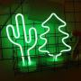 Cactus Neon Sign Night Light Lamp with Holder Base Decorative Marquee Signs Light Battery Operated Wall Decoration for Living Room Bedroom Christmas Party Supplies Kids Toys Birthday Gifts