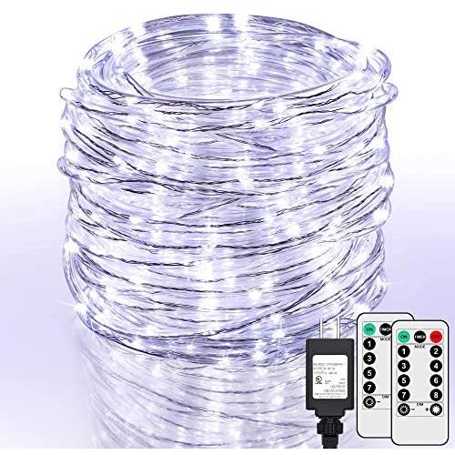 99Ft LED Rope Lights Outdoor, 500 LEDs Fairy String Lights Plug in 8 Modes, Dimmable, Super Durable, Waterproof String Lights Outdoor Indoor for Patio Wedding Christmas (Daylight White)