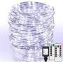 99Ft LED Rope Lights Outdoor, 500 LEDs Fairy String Lights Plug in 8 Modes, Dimmable, Super Durable, Waterproof String Lights Outdoor Indoor for Patio Wedding Christmas (Daylight White)