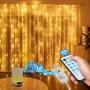Curtain String Lights, 300 Brilliant LED Lights USB Powered Window String Light, IP64 Waterproof Decorative Lights for Wedding, Home, Party, Bedroom (Warm Light) (9.8ftx9.8ft)