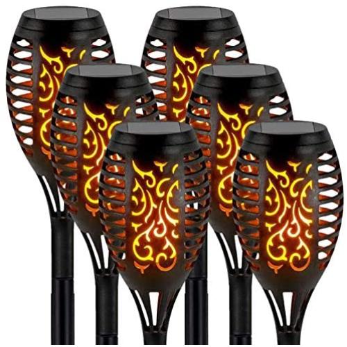 WEISHAA Solar Torch Lights Outdoor,Flickering Flame Torch Lights Waterproof Landscape Decoration Lighting for Yard Patio Lawn Camping Pathway Driveway(6 Pack)