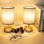 Bedside Lamps, MOICO 3-Way Dimmable Touch Table Lamps with Linen Fabric Shade, Modern Nightstand Lamps for Bedroom, Living Room, Kids Room, Office, College Dorm, Set of 2