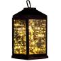 Solar Lantern Lights Metal Sunwind with 30 Warm White LEDs Fairy String Lights Outdoor Decorative Table Lamp (Black-11.4''H)
