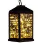 Solar Lantern Lights Metal Sunwind with 30 Warm White LEDs Fairy String Lights Outdoor Decorative Table Lamp (Black-11.4''H)