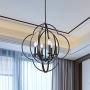 VINLUZ Farmhouse Pendant Lighting Candle-Style 6 Light Metal Globe Dining Room Chandelier, Modern Light Fixtures Ceiling for Kitchen Island Entryway Foyer Bedrooms