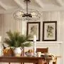 Semi Flush Mount Ceiling Light - BAYCHEER Vintage Pendant Lights Industrial Chandelier Black Metal Cage Hanging Fixture with 5 E26 Bulb Base for Hallway,Restaurant,Warehouse,Barn,Living Room,Rust