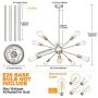 Nickel Modern Sputnik Chandeliers 10 Lights Mid Century Ceiling Lights Fixture Pendant Lighting for Indoor Dining Room, Bedroom, Living Room, Kitchen, Foyer, Hallway