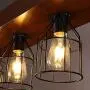 Wellmet Farmhouse Chandelier with Metal Cages, Rustic Chandelier for Dinning Room, 4 Lights Chandeliers Hanging Light for Living Room, Kitchen Island Lighting, Pool Table Light (Brown Smooth Finished)