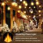 iMartine Decorative String Light Outdoor Waterproof LED with Flickering Flame Lights, 48FT Orange Patio Lights with 15 Shatterproof Bulbs, Decor for Backyard Cafe Bistro Wedding Party Garden Festival
