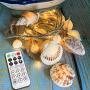 Natural Ocean Conch String Lights, TAMOYO Dedroom Decoration String Lights 8.5 FT 39 LEDs, Battery Operated Lights for Wedding, Birthday, Beach Themed Party, Bedroom, Summer Décor