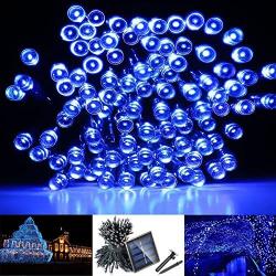 Solarmks Solar Christmas Lights ,72ft 8 Modes 200 LED Solar String Lights Outdoor Waterproof Fairy Solar Lights for Christmas Garden Patio Wedding Party Home Xmas Tree Decorations(Blue 2pack)