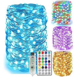 Solhice 66ft Color Changing LED Fairy Lights USB Powered, Bedroom 200 LEDs RGB String Lights with Remote Control, Chasing Lights Waterproof for Party Valentines Day Wedding Decoration