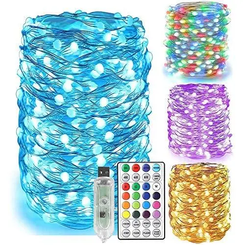 Solhice 66ft Color Changing LED Fairy Lights USB Powered, Bedroom 200 LEDs RGB String Lights with Remote Control, Chasing Lights Waterproof for Party Valentines Day Wedding Decoration