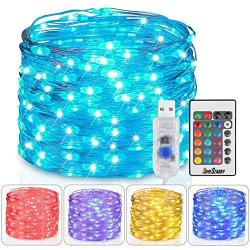 Homestarry Fairy Lights USB Plug In String Lights with Remote 33ft 100LEDs, 16 Color Changing Lights Twinkle Firefly Lights for Bedroom Party Wedding Christmas Tapestry, Multicolor Colors