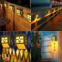DBF Outdoor Solar Fence Lights, Waterproof Solar Deck Lights Wall Mount LED Decorative Lighting Auto On/Off Solar Patio Lights for Garden Yard Post Decor, 8 Pack (Warm Light)