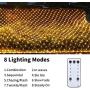 Net Lights Mesh Lights, 9.8ft x 6.6ft 200-LED with Remote Control and 10-Lighting Modes for Halloween Christmas Weddings Parties Indoor/Outdoor Decor (Warm White)