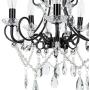 Amalfi Decor 5 Light LED Crystal Beaded Chandelier, Mini Wrought Iron K9 Glass Pendant Light Fixture Contemporary Nursery Kids Room Dimmable Plug in Hanging Ceiling Lamp, Black