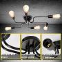 LIGHTESS Black Chandelier 6-Head Vintage Flush Mount Ceiling Light Steampunk Edison Pendant Light Indoor Dining Living Room Farmhouse Kitchen, ZC0906Y