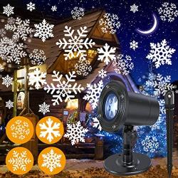 NUÜR Rotating Snowflake Christmas Lights Projector for Festive Holiday Décor, Waterproof, Realistic Snowflake Pattern, Plug-in, Wide Illumination Area, Outdoor/Indoor