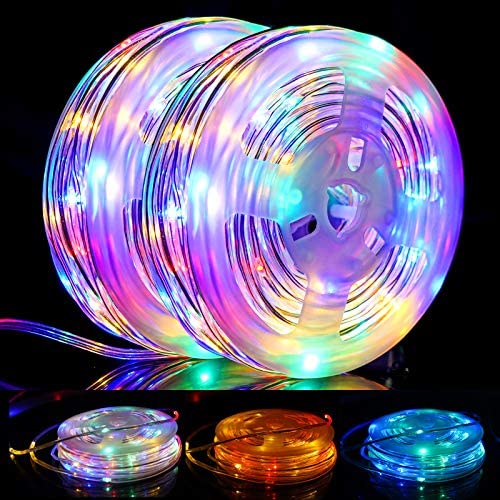 StillCool Rope Lights 2pcs 49ft Battery Operated String Lights 8 Modes Outdoor Waterproof Fairy Lights Dimmable/Timer with Remote for Wedding Patio Garden Party Halloween Christmas Decor