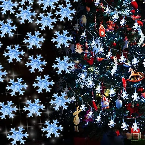 8 Modes Christmas String Lights 10 Feet 30 LED Christmas Snowflake Fairy Lights Battery Operated Waterproof Lights for Home Garden Patio Bedroom Christmas Outdoor Indoor Decorations (Blue) 8 Modes Christmas String Lights 10 Feet 30 LED Christmas Snowflake Fairy Lights Battery Operated Waterproof Lights for Home Garden Patio Bedroom Christmas Outdoor Indoor Decorations (Blue)
