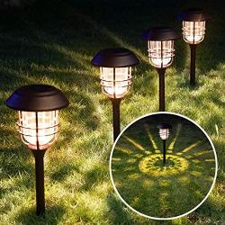 Solpex 4 Pack Solar Pathway Lights, Glass Metal Waterproof Solar Lights Outdoor, Warm White Solar Garden Lights for Yard, Path, Landscape and Walkway